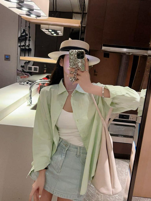 WANWAN Collar Down Long Sleeves Shirts